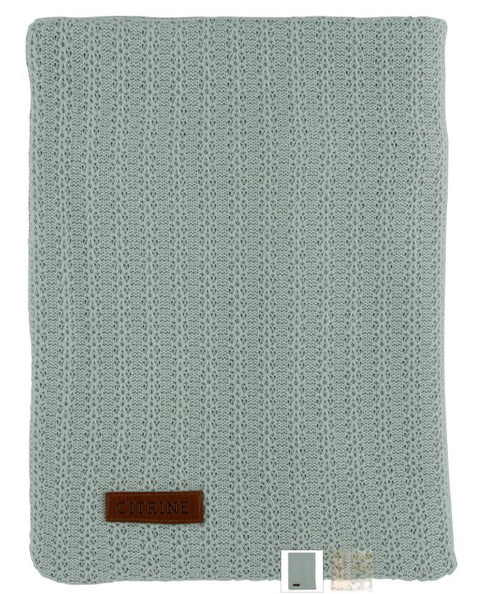 Citrine Crochet Knit Blanket Vintage Green