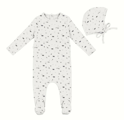 Bee & Dee Floral Cotton Footie With Bonnet Spring Lake