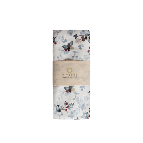 Citrine Leaf Print Swaddle White Leaves