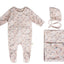 Citrine Leaf Print Velour Set Baby Pink Leaves